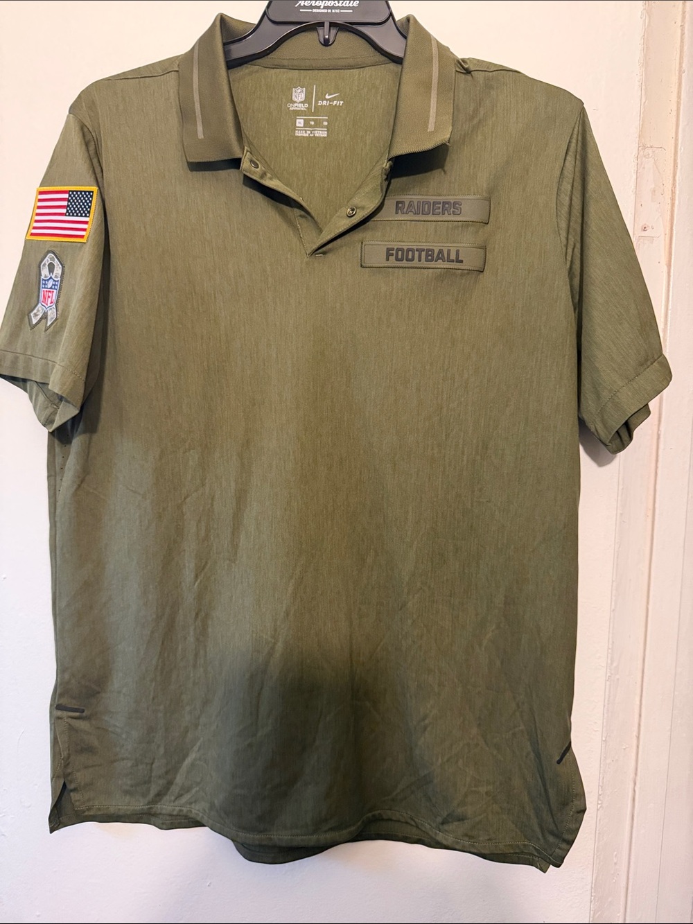 Nike Olive Green Raiders Football Polo Shirt